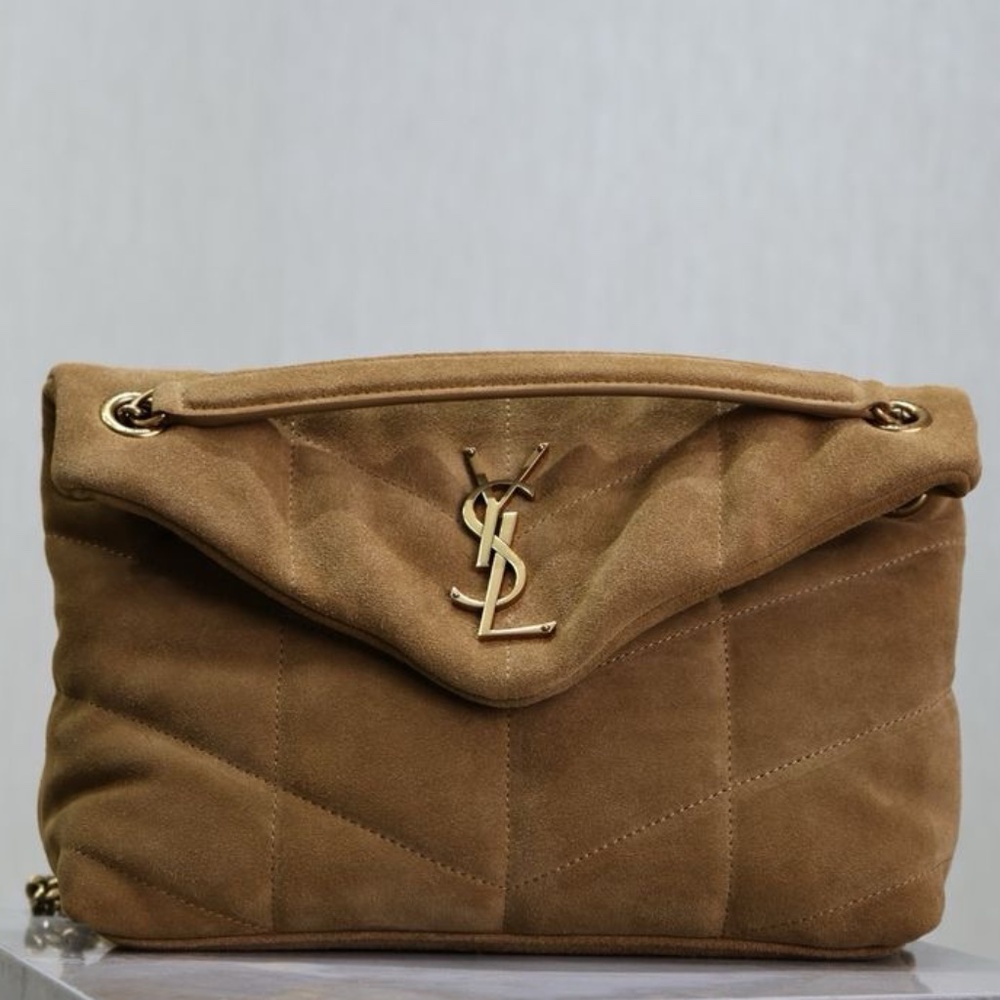 YSL Loulou Puffer Medium Crossbody in Quilted Suede